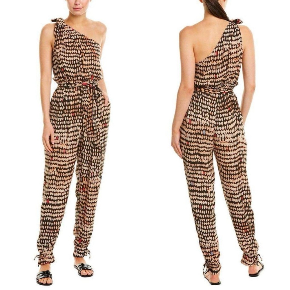 BCBGMaxAzria Sandy Dots One Shoulder Jumpsuit